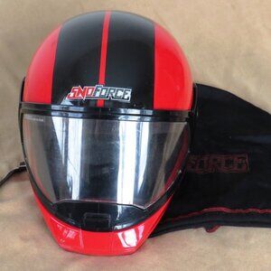 Vintage Yamaha SnoForce Full Face Wedge Snowmobile Helmet - Red & Black, Size MD